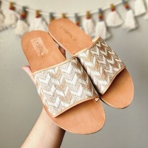 L*Space Zuma Woven Leather Slip On Slide Sandal Bohemian Beach EU 40 / US 10